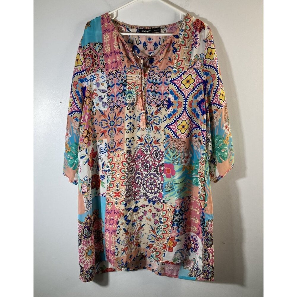 Womens Tolani Silk Dress Peach Patch Peach Green‎ L #54